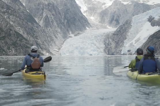 Kayaking in front of Northwestern Glacier